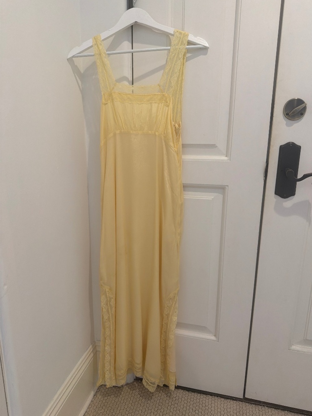 Venroy- Silk butter yellow slip dress